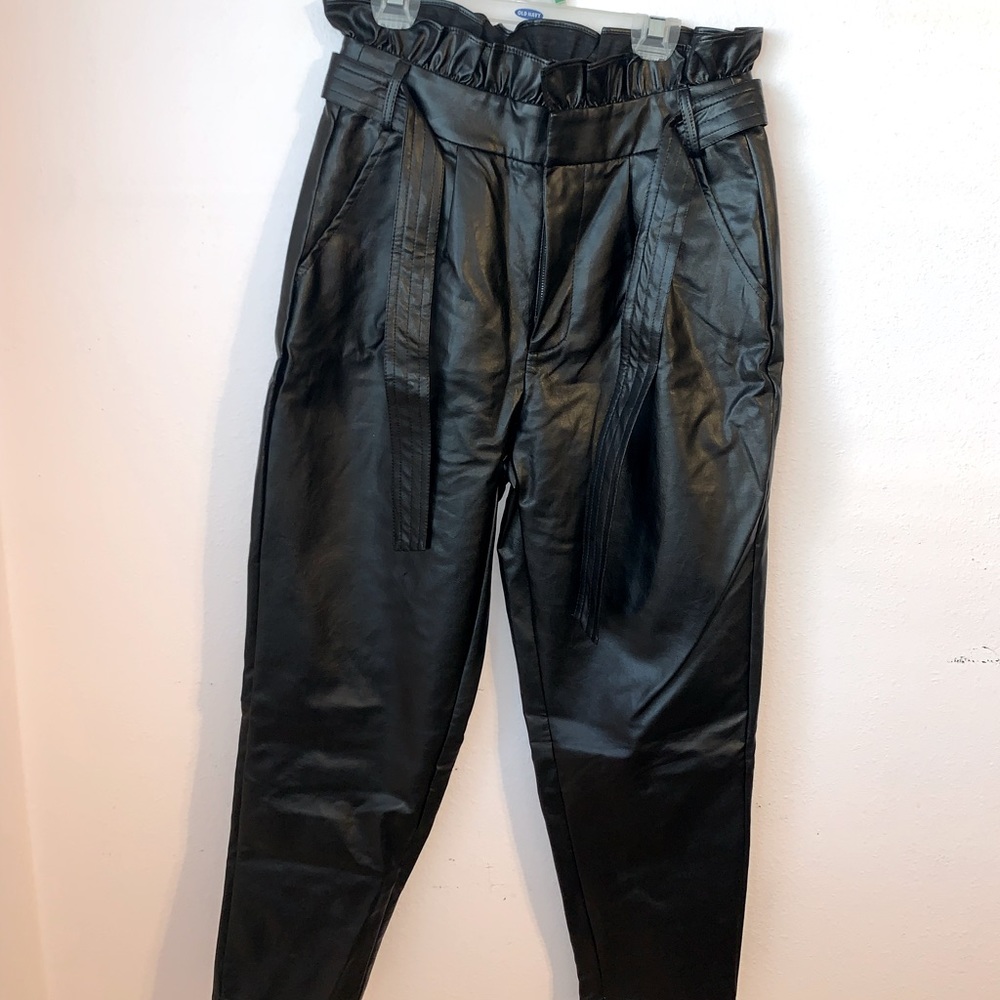 Black Faux Leather Slacks